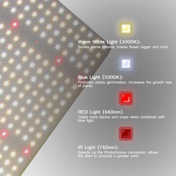 Full Spectrum 2.7umol/J UV LED Grow Lights 120W Waterproof LM301B LED Quantum Panel Board