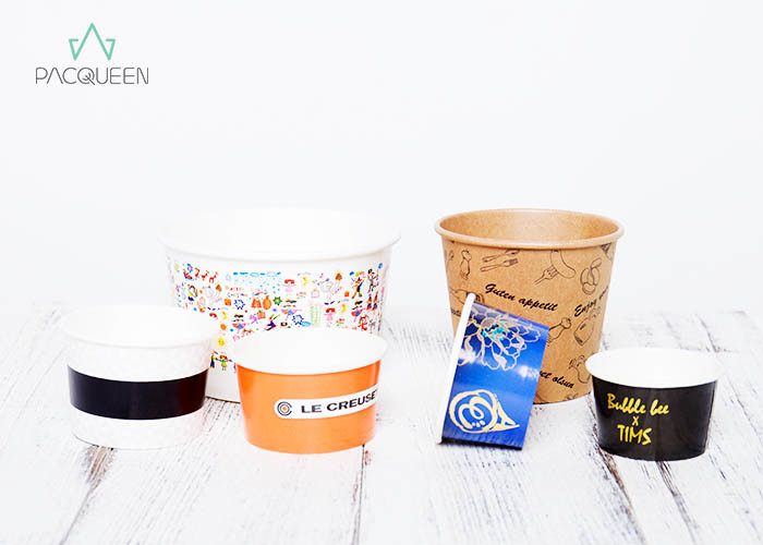 China Gold Printing Frozen Yogurt Cups Flexo / Offset Printing Anti Leaking on sale