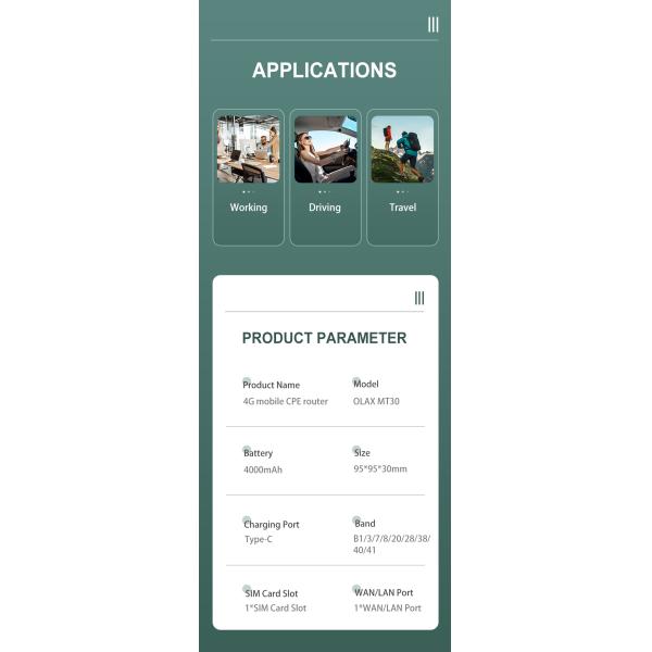 OLAX MT30 Unlocked 4000mah battery 150mbps router Ethernet port hotspot 4g portable pocket router modem wi-fi