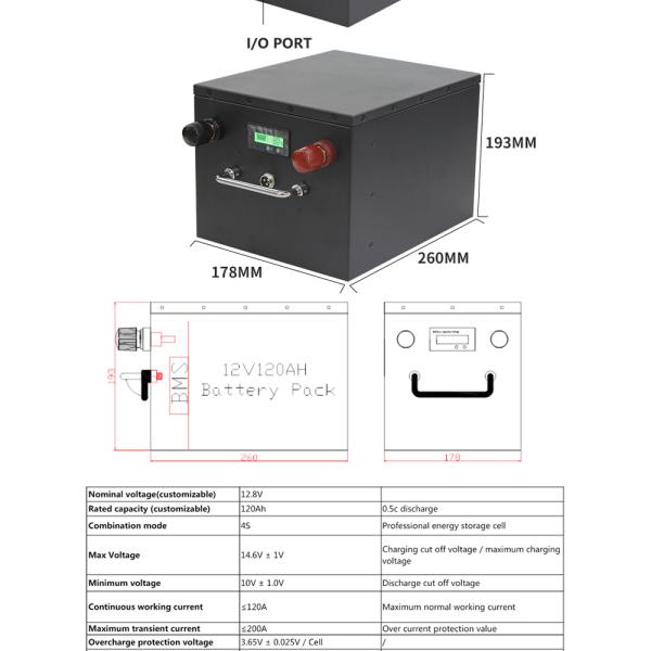 Deep Cycle 100ah Energy Storage Battery Pack Lithium Ion 12v 120ah Lifepo4
