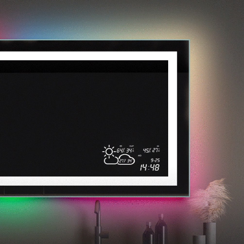 Customized LED Arched Bathroom Mirror Smart Touch Screen Vanity Mirror Anti Fog