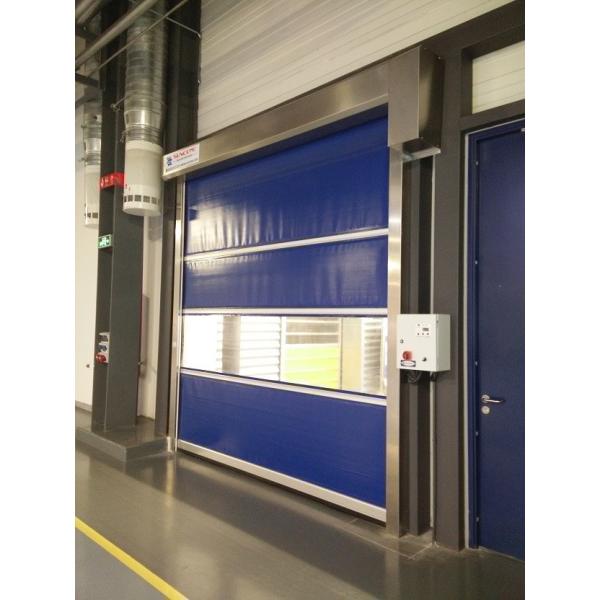 Durable High Speed Industrial External Doors With Full transparent 1.5mm PVC Window