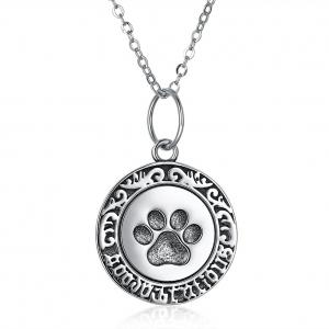 Buy cheap 16in 0.9g Paw Print Necklace Lovely 3A CZ 925 Silver Necklace product