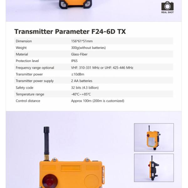 F24-6D Telecrane Remote Control 2 Steps 6 Pushbuttons Overhead Crane Remote Control