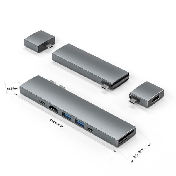 8 In 2 MultiPort Dual HDMI HUB For Laptop