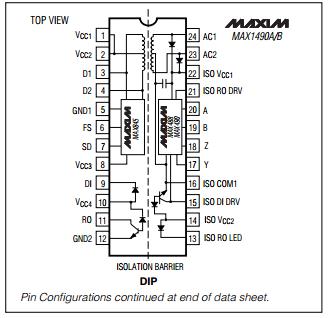 MAX1480BCPI Electronics Components Complete Isolated RS-485/ RS-422 Data Interface