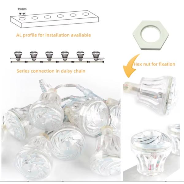 Marquees Letter Led Sign 60mm Cabochon Remote Control RGB Pixel Led Light 24V UCS2903 Funfair Rides Lighting Signage Lighting