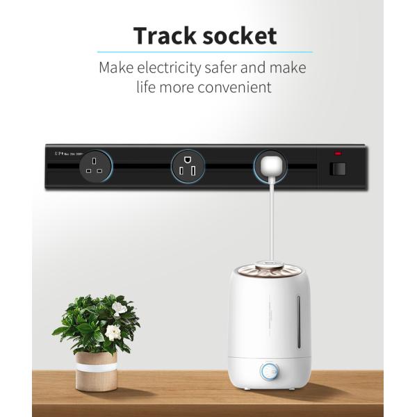 Desktop Wall Grade Track Power Socket Rail Outlet with 0.6/0.8/1.0/1.2/1.5M Length