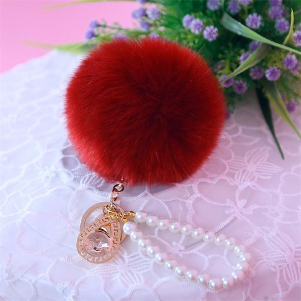 Charm Rex rabbit fur pompom keychain/fake fur pompom /handbag fur pompom