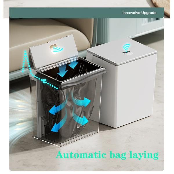 Household Kitchen Automatic Suction Bag Laying Bag Electric Folding Open Lid Intelligent Induction Garbage Can