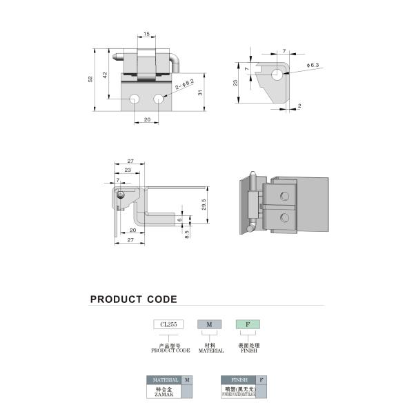 Furniture Cabinet Door Concealed Hinge Detachable Black Powder Coated