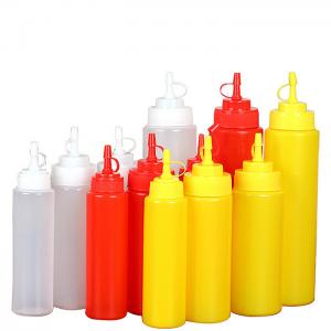 China Food Grade LDPE Ketchup Mustard Dispenser 16 Oz Squeeze Bottle With Cap on sale