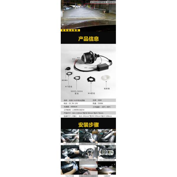 Etclite 2.5 inch Car Led Projector Lens Bulbs Universal 5500K Bi-Led High Canbus Projector Led Headlight For Car