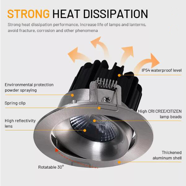 Classical IP54 Rotatable 8W 800LM LED Spot Down Light 38° Black Color 6000K Recessed Mounted With 5 Years Warranty