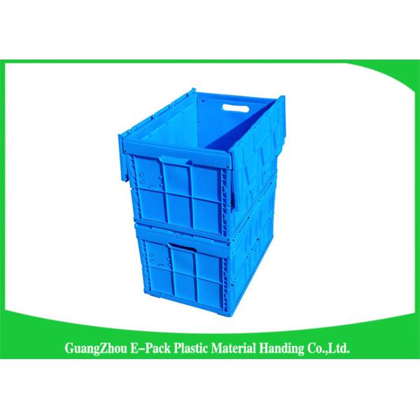 Quality Blue Collapsible Plastic Containers with Attached Lids / Stackable plastic container for sale
