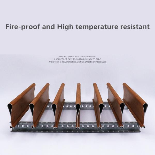 Aluminium Alloy Suspended Ceiling Profiles Droplet Shaped Wood Grain Stretch