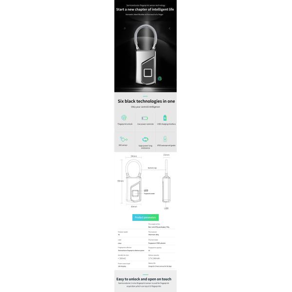 Fingerprint Electronic Keyless Bluetooth Smart Padlock Locks