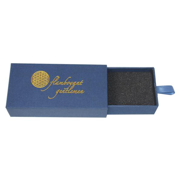 Elegant Linen Pattern Pull Out Sliding Logo Silver Foil Stamped Boxes for Packaging