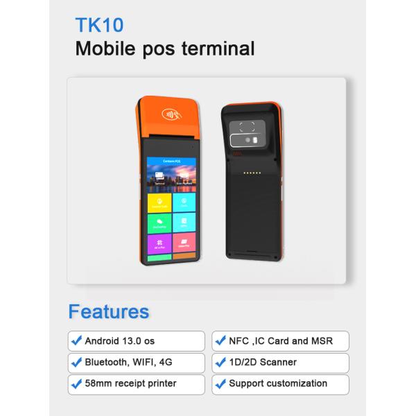 Handheld Android 13 Billing Mobile POS Terminal machine System With Printer Card Reader