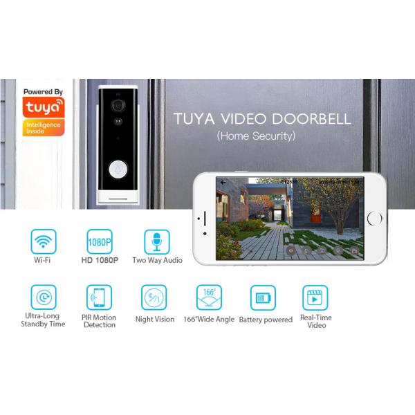 App Control IP65 Smart Video Doorbell PIR Wake Up Tuya Door Viewer