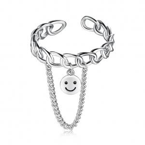 Buy cheap 0.08CM 1.7g Sterling Silver Jewelry Rings Unisex Festival Smiling Face Ring product