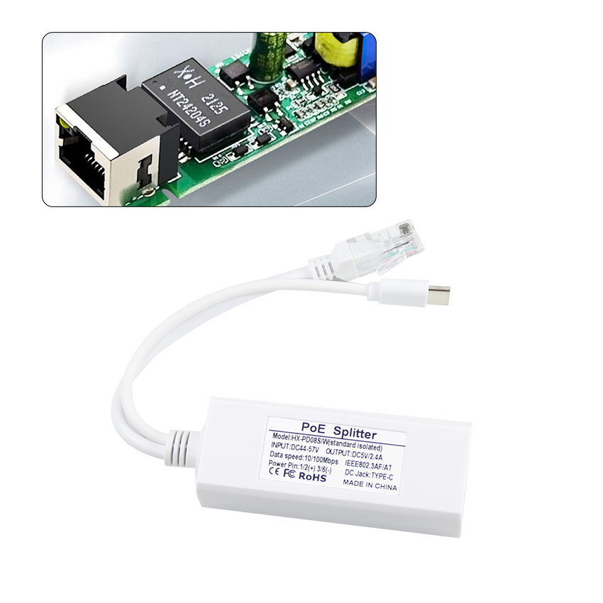 48V to 24V 12V 5V POE Splitter 10/100Mbps for WiFi Router