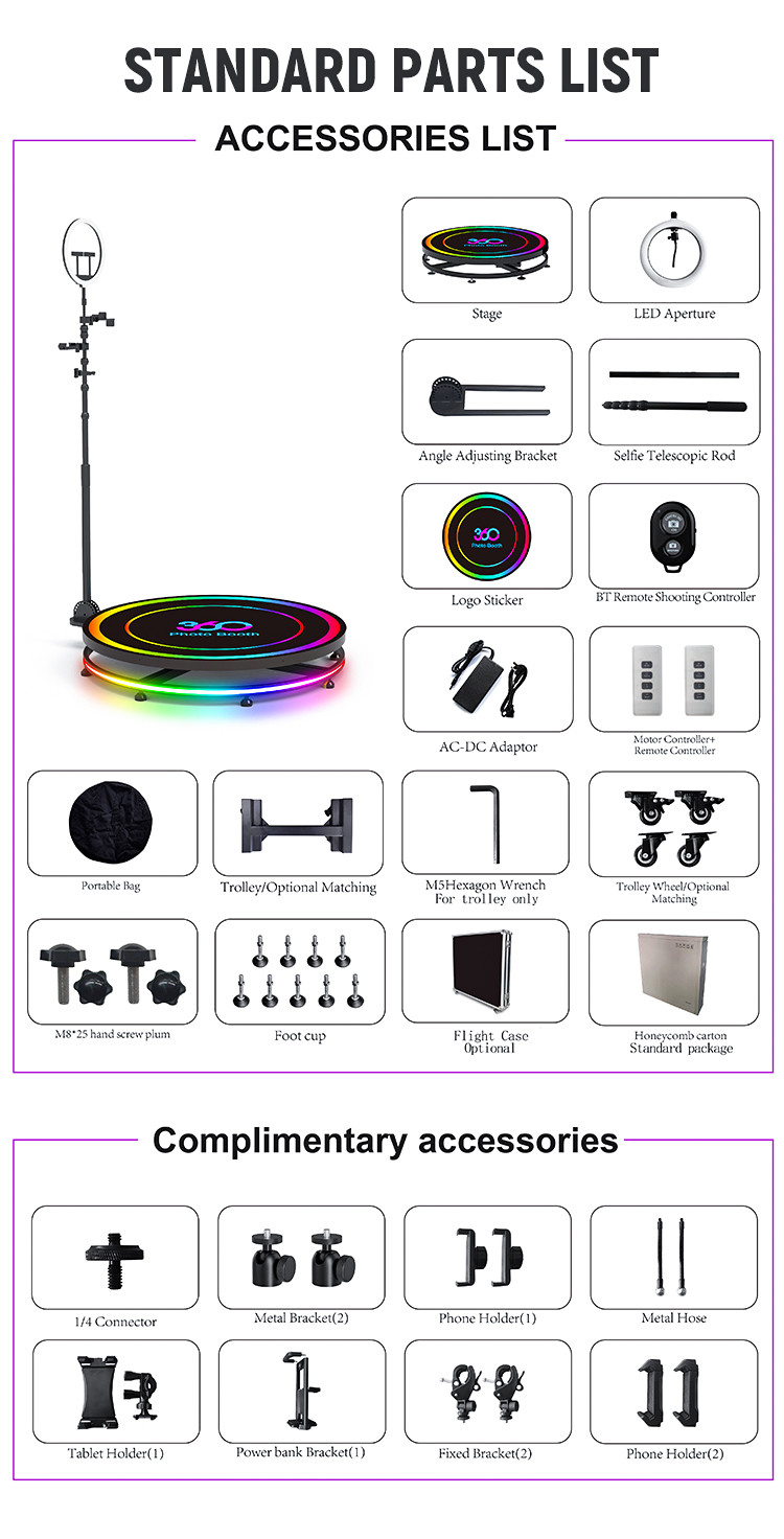 68cm User Friendly 360 Camera Photo Booth With Metal Glass Design And Internal Storage
