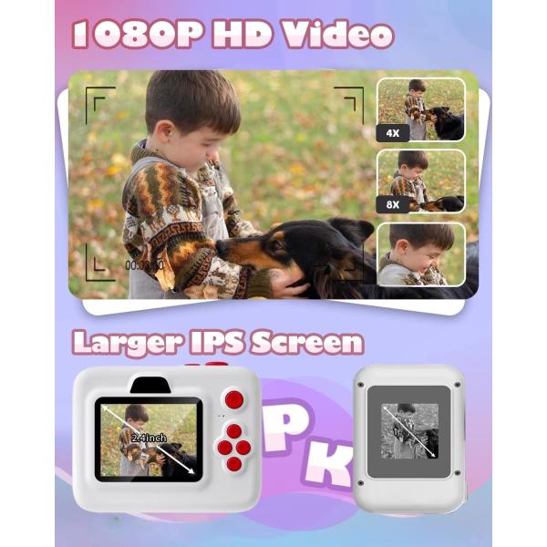 Mini Printer Portable Thermal Digital Children Photo Kids Camera Video Toy Gifts Lightweight and Compact