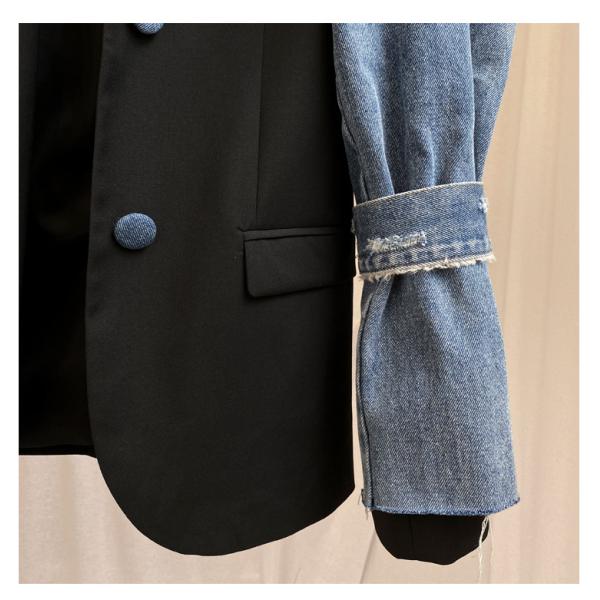 Winter Waterproof Mesh Jacket Denim Detachable Half Ladies Sheath Top Blazers Jackets Women