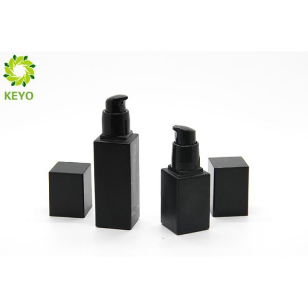 Matte Black Square Glass Foundation Bottle With Plastic Pump Cap 20ml 40ml Optional