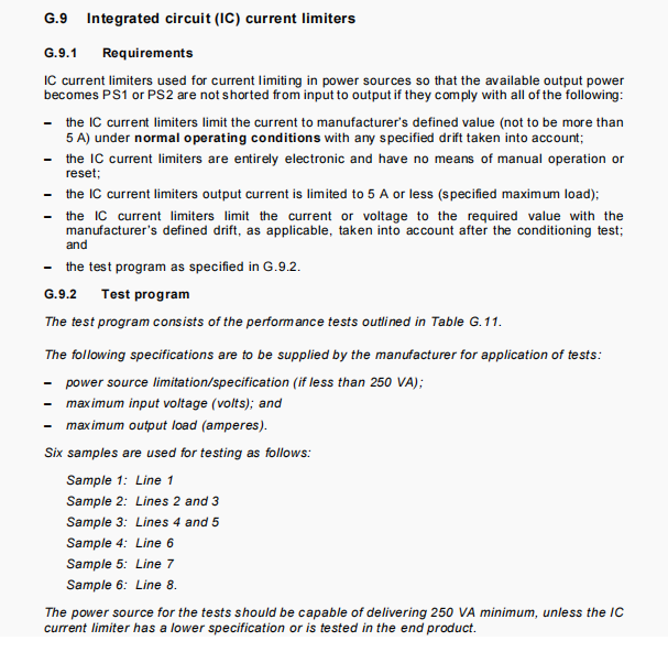 IEC62368 G.9/Table G.11 Integrated Circuit IC Current Limiters Tester Ensure Compliance and Safety
