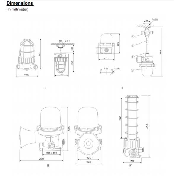 5-40w Explosion Proof Audible And Visual Light 150 Times Per Min 120-180db