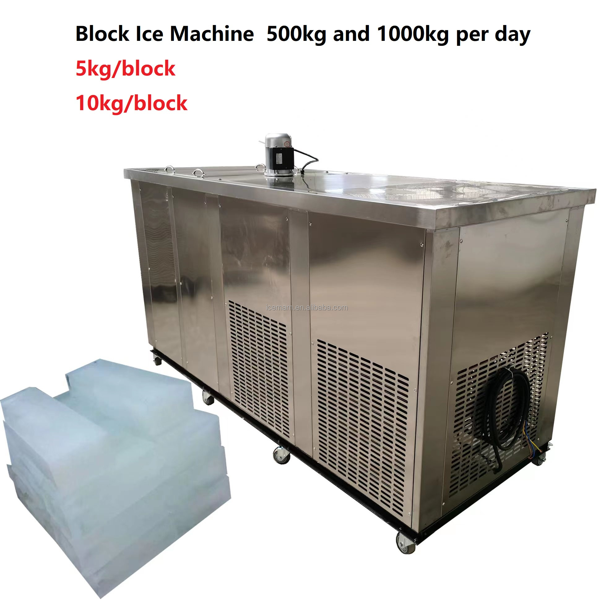 ICB-500 Commercial Block Ice Making Machine 500 kg Per Day Capacity Ice Block Making Equipment for Fishing Industry
