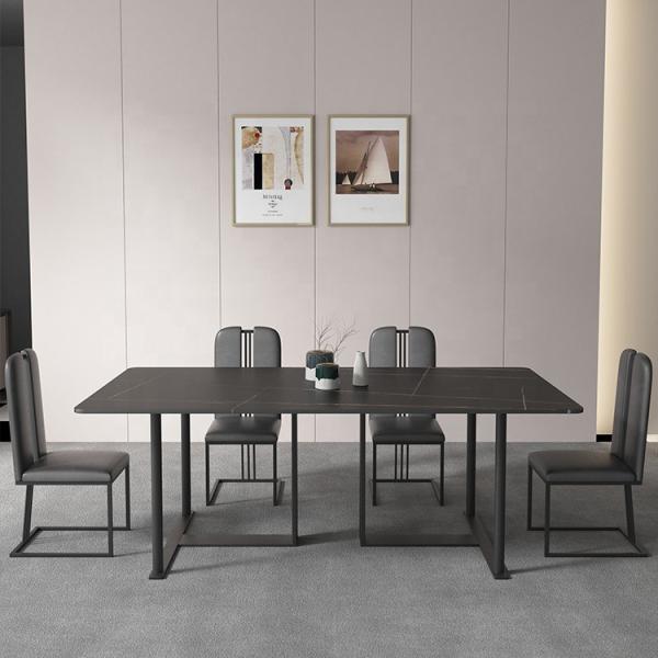 Multifunctional Rock Beam Slate Top Dining Table 220*90cm With Stainless Steel Legs