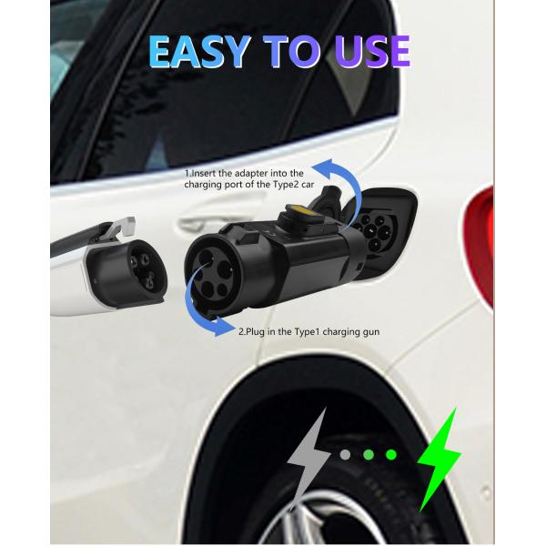Type2 Cars 220V Car Adapter Charger Condition J1772 to Type2 Portable EV Charging Connector with 32A Output Current