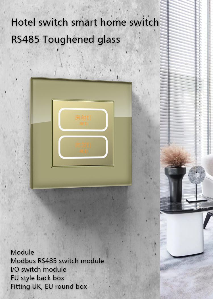 Impact Resistant Tempered Glass Light Switch RS485 Protocol 12V DC