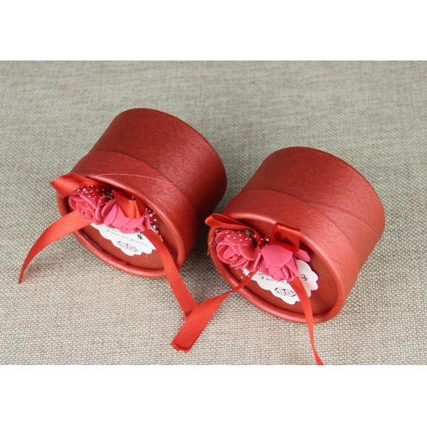 Round Red Ribbon Cardboard Box Packaging Cans Packaging For Wedding Candy Packaging