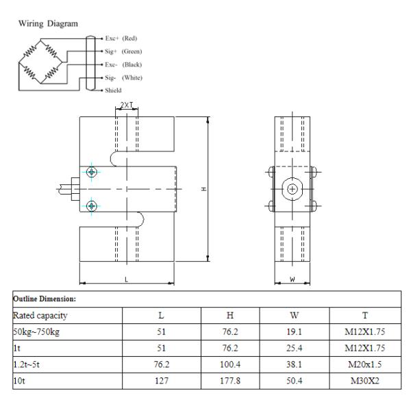 Testing Machine Threaded 100KG Force Load Cell