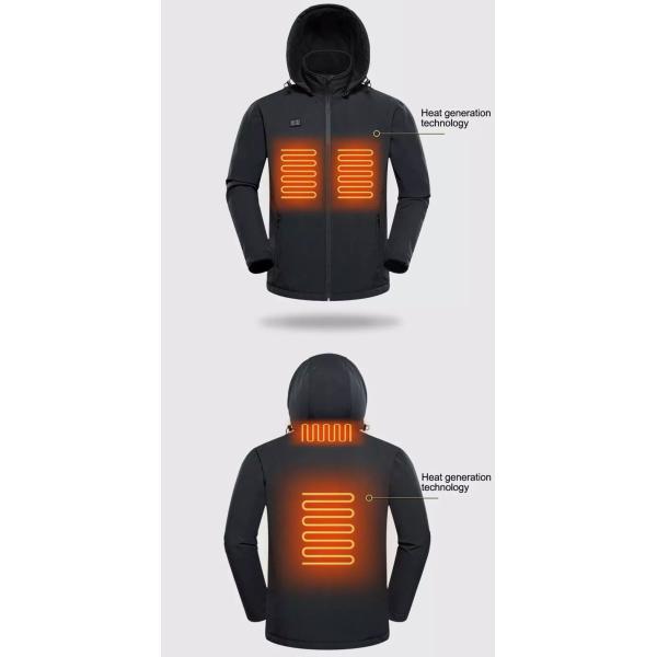 Graphene Electric Heated Vest Jacket Fast heating With Detachable Hood OEM