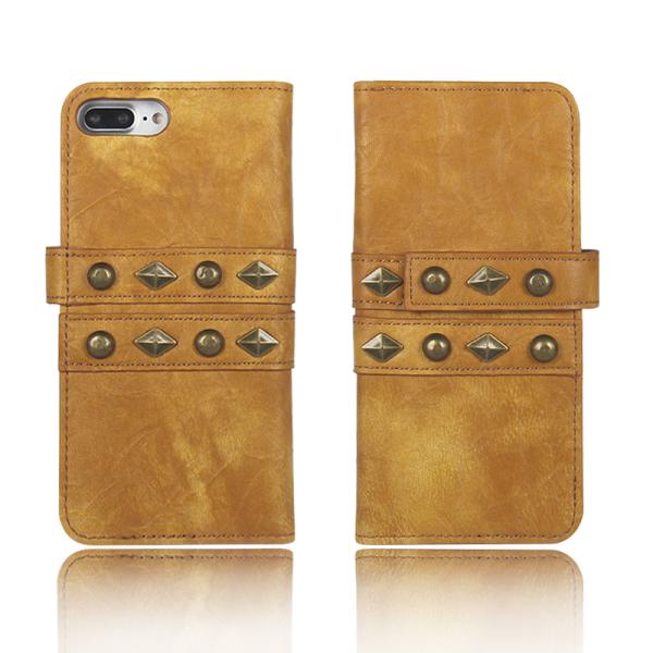 China Wholsale special Rivet leather shell for Apple iphone 7 plus wallet case cover
