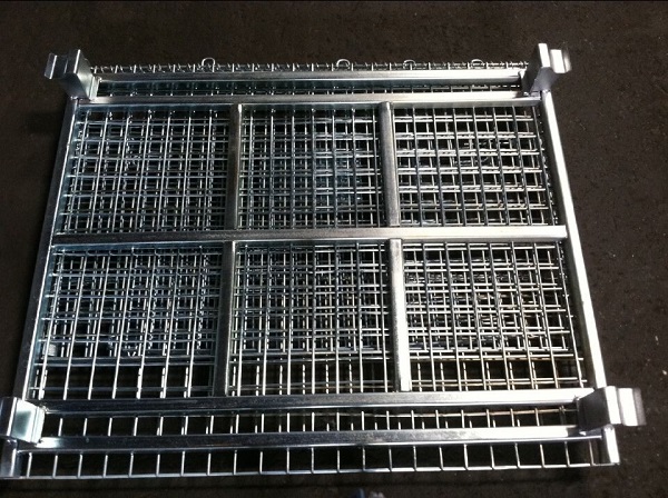 Medium Duty 600lbs Collapsible Wire Container With Half Drop Gate Cold Galvanized Surface