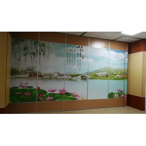 Conference Room Sliding Wall Partition Melamine Surface Ceiling Track Roller
