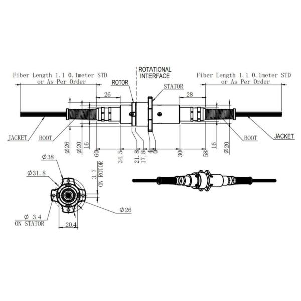 IP54 Fiber Optic Rotary Joint Multi - Channels 300rpm Speed 850~1550nm Wavelength