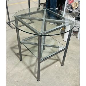 30inch Retail Display Round Tempered Glass Table With Shelf Quick Assembly