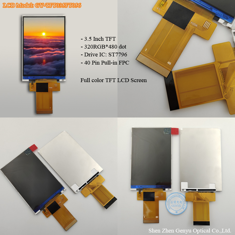 Module Size 54.48x84.71x3.2 mm 3.5 inch TFT LCD Touch Screen with ST7796 Drive IC and 40 Pin Parallel/SPI Interface