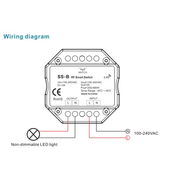 AC Triac RF Smart LED Light Controller Switch 30m Remote Distance With Relay Output