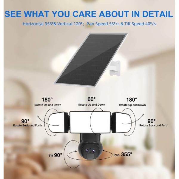 2 Way Talk Continuous Recording Security Camera Siren Alarm 4G Solar Powered Camera