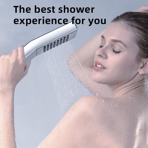 Square ABS Plastic Rainfall Handheld Shower Head With Handheld Sprayer Brushed Finish