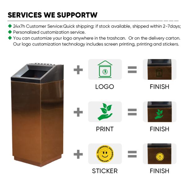 Popular Hotel Stainless Steel Trash Can Hotel Modern Public Rectangular Stainless Steel Trash Can