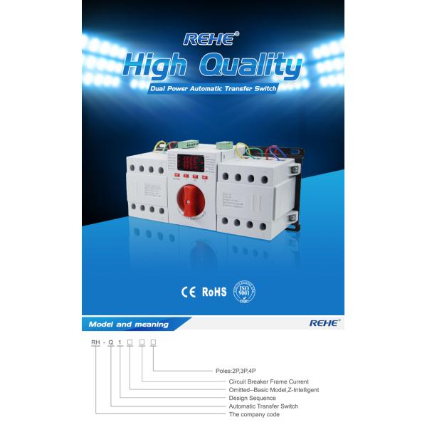 Intelligent Controller 16-63A 400VAC 4P Dual Power Supply Changeover Switch With LED Display